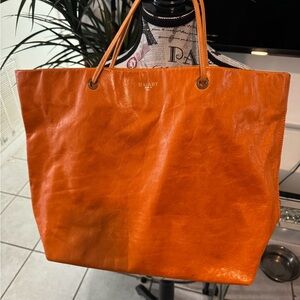 Halaby Roma Orange genuine Leather Tote
